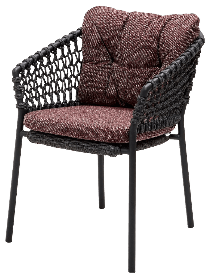 Ocean Chair - Cane Line - Outdoor Furniture - Dark Grey - Dark Bordeaux Wove Cushion - HORNE