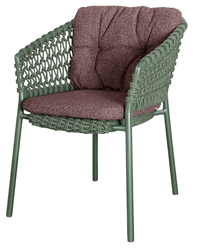 Ocean Chair - Cane Line - Outdoor Furniture - Dark Green - Dark Bordeaux Wove Cushion - HORNE