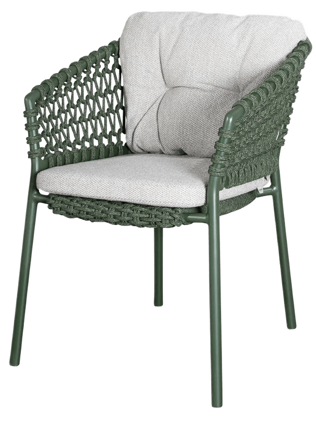 Ocean Chair - Cane Line - Outdoor Furniture - Dark Green - Light Brown Wove Cushion - HORNE