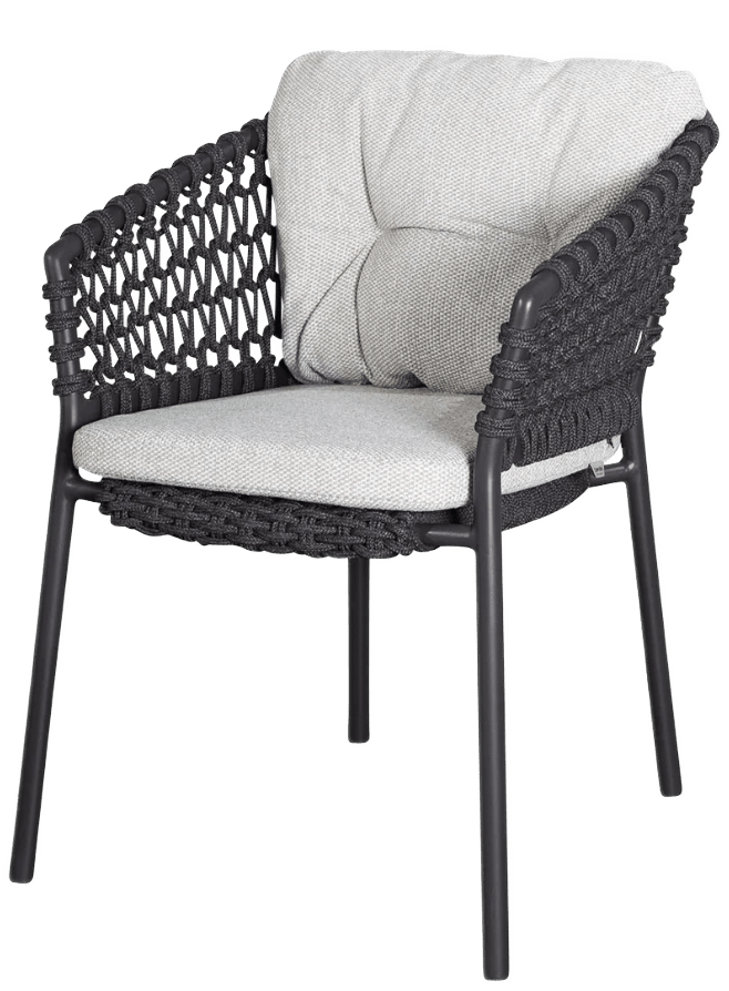Ocean Chair - Cane Line - Outdoor Furniture - Dark Grey - Light Brown Wove Cushion - HORNE