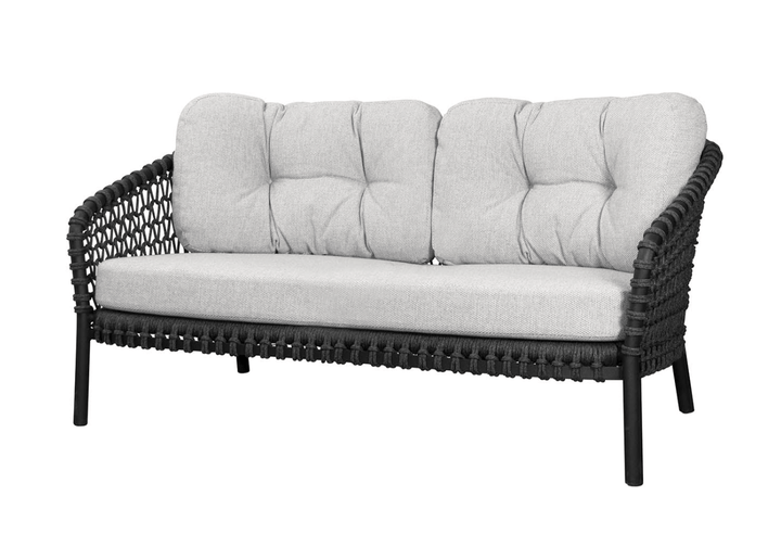 Ocean Large 2 - Seater Sofa - Cane Line - Outdoor Furniture - Dark Grey - Light Brown Cane - line Wove - HORNE