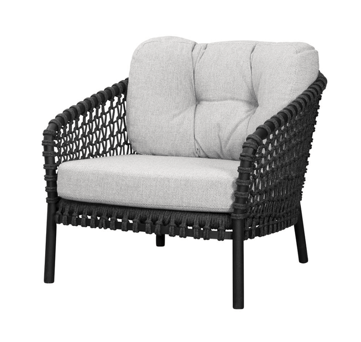 Ocean Large Lounge Chair - Cane Line - Outdoor Furniture - Dark Grey - Light Brown Cane - line Wove - HORNE