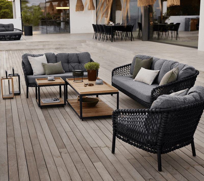 Ocean Large Lounge Chair - Cane Line - Outdoor Furniture - Natural - White Grey Cane - line Link - HORNE