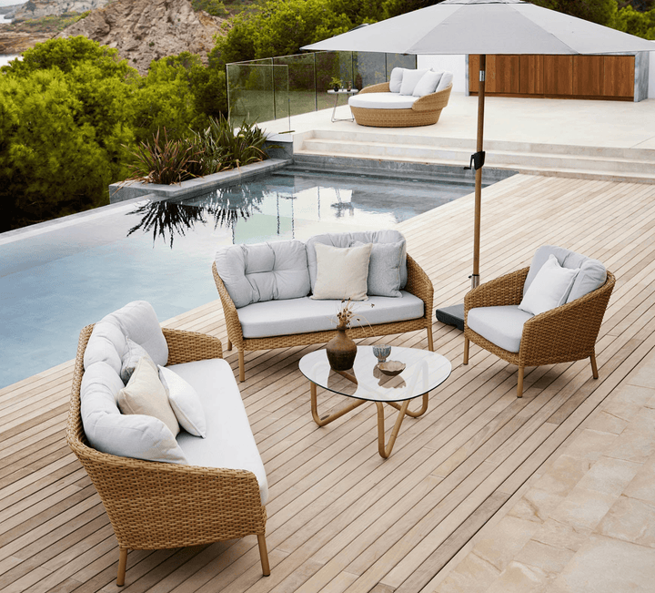 Ocean Large Lounge Chair - Cane Line - Outdoor Furniture - Dark Grey - Light Brown Cane - line Wove - HORNE
