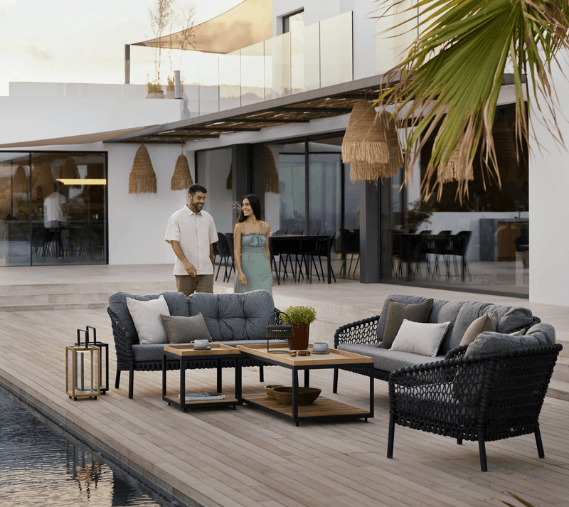 Ocean Large Lounge Chair - Cane Line - Outdoor Furniture - Natural - White Grey Cane - line Link - HORNE