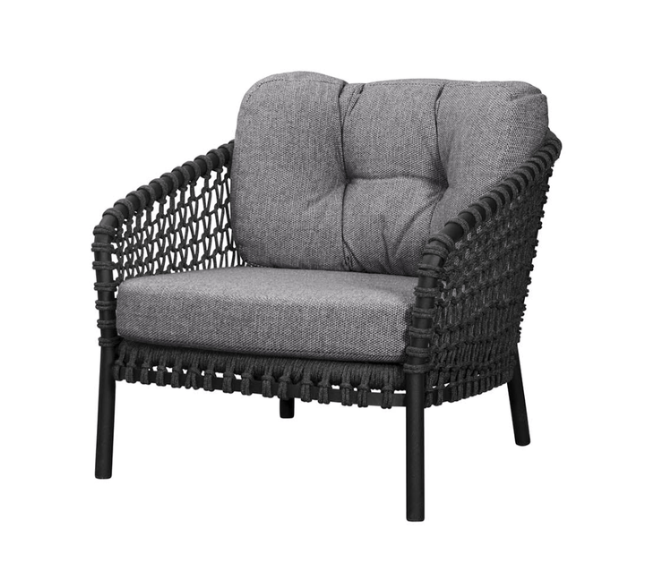 Ocean Large Lounge Chair - Cane Line - Outdoor Furniture - Dark Grey - Dark Grey Cane - line Wove - HORNE