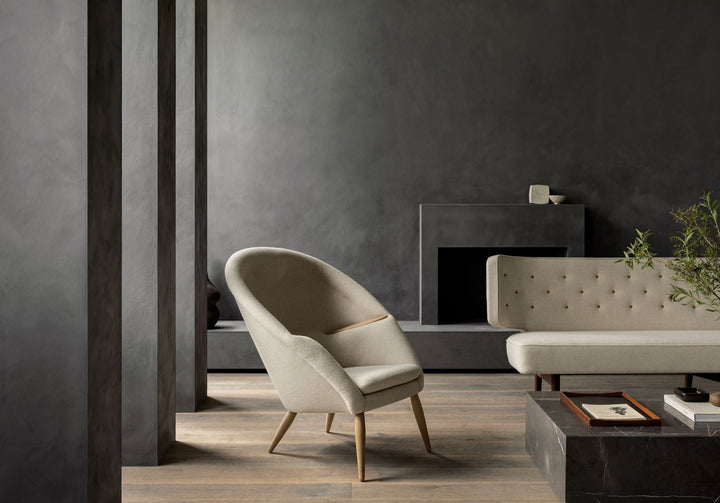 Oda Lounge Chair - Audo Copenhagen - Chairs - Natural Oak - Hallingdal 65 Fabric - 0110 - HORNE