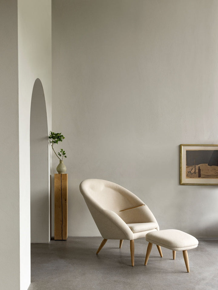 Oda Ottoman - Audo Copenhagen - Stools + Benches + Ottomans - Natural Oak - Hallingdal 65 Fabric - 0110 - HORNE