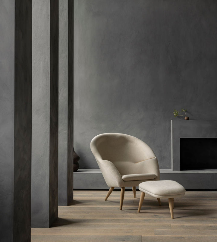Oda Ottoman - Audo Copenhagen - Stools + Benches + Ottomans - Natural Oak - Hallingdal 65 Fabric - 0110 - HORNE