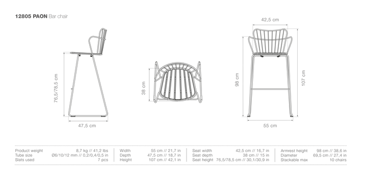 PAON Outdoor Bar Chair - HOUE - Outdoor Furniture - Paprika - HORNE