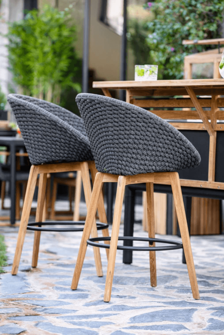 Peacock Bar Chair, Teak Legs - Cane Line - Outdoor Furniture - No Cushion - HORNE