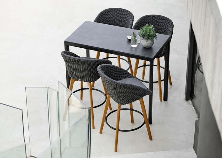Peacock Bar Chair, Teak Legs - Cane Line - Outdoor Furniture - No Cushion - HORNE