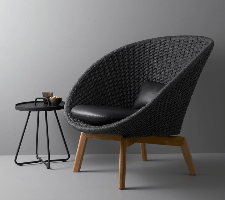 Peacock Indoor Lounge Chair - Cane Line - Chairs - Teak w/ Dark Grey - Natté Grey - HORNE