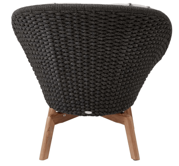 Peacock Lounge Chair, Teak Legs - Cane Line - Outdoor Furniture - Grey/Light Grey - No Cushion - HORNE