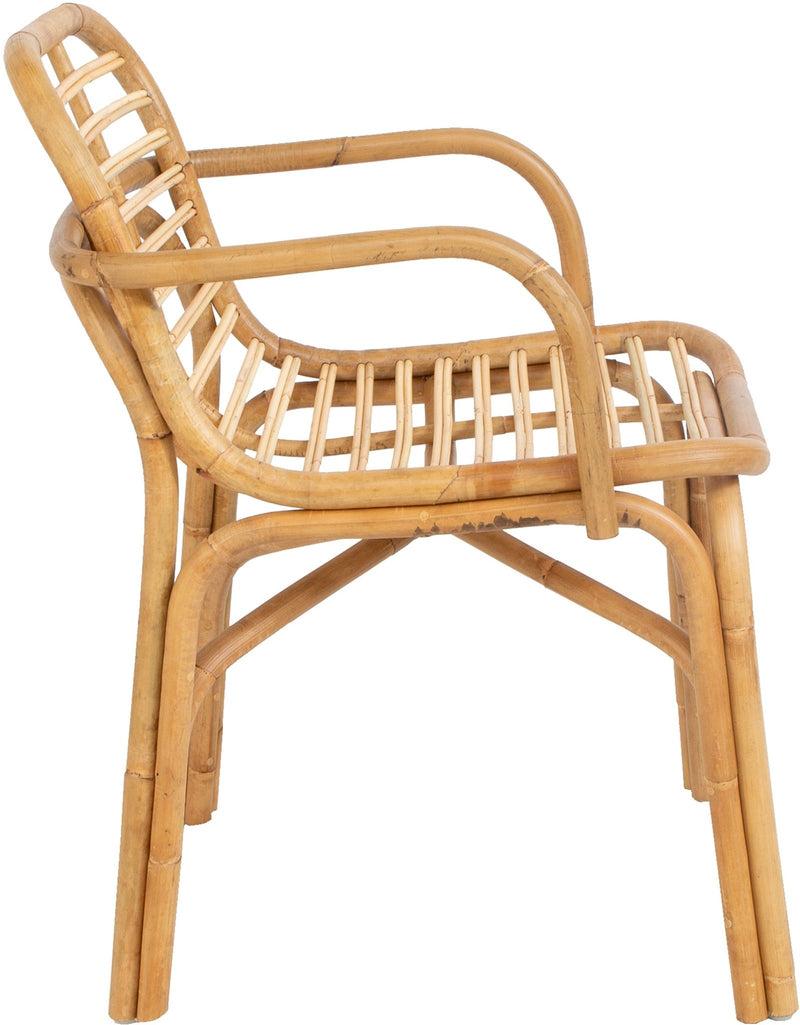 Wooden armchair handcrafted from natural rattan