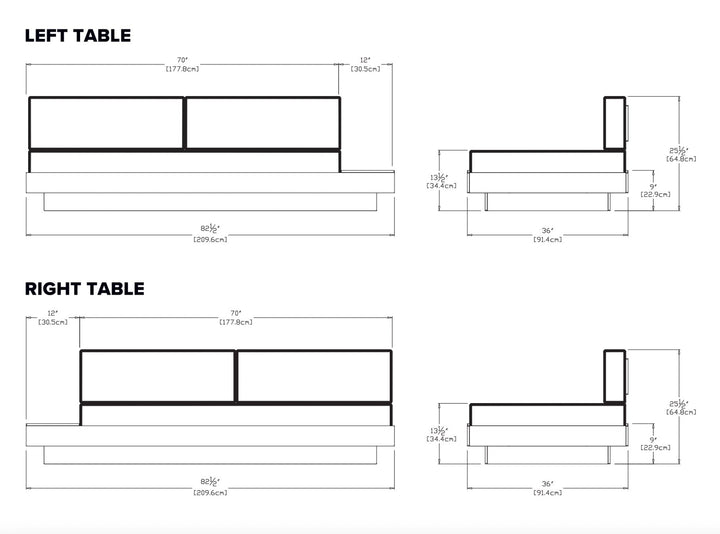 Platform One Sectional Sofa with Left/Right Table - Loll Designs - Outdoor Furniture - Driftwood - Silver - HORNE