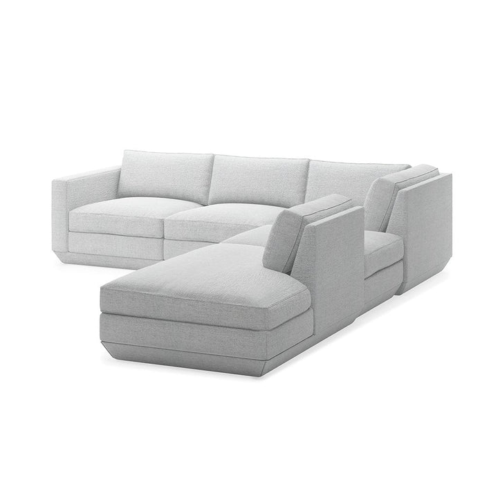 Podium Lounge Sectional: 5 - Seater - Gus* Modern - Sofas - Bayview Silver - Right Facing - HORNE