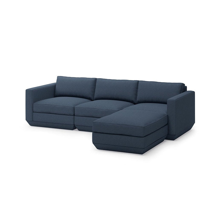 Podium Sectional: 4 - Seater - Gus* Modern - Sofas - Hanson Navy - Right Facing - HORNE