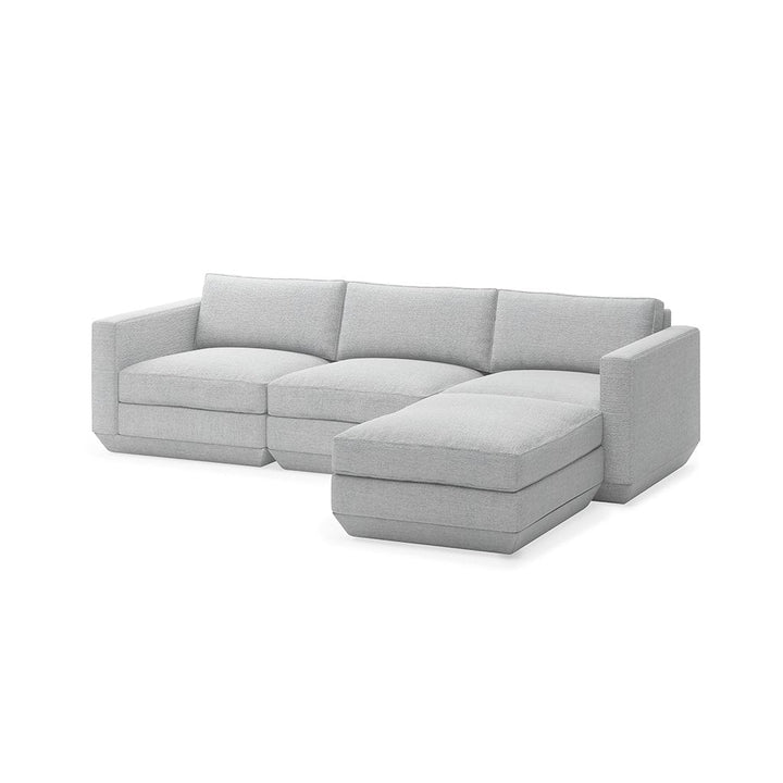 Podium Sectional: 4 - Seater - Gus* Modern - Sofas - Bayview Silver - Right Facing - HORNE