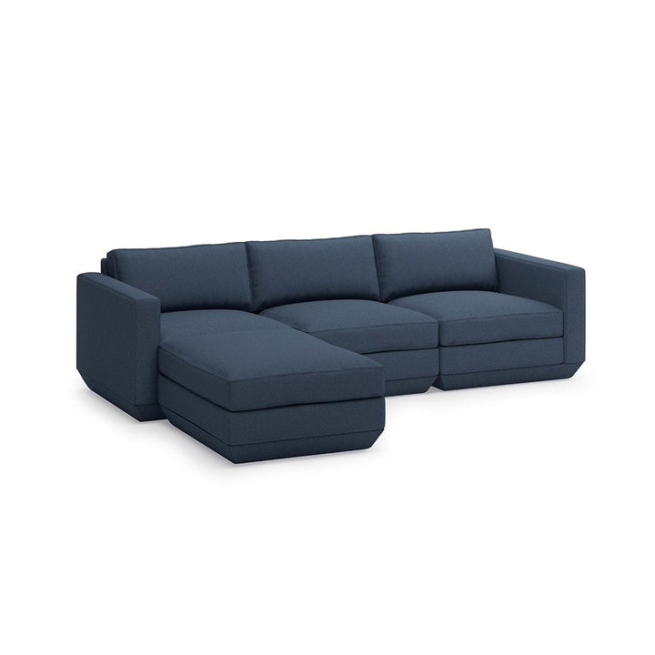 Podium Sectional: 4 - Seater - Gus* Modern - Sofas - Hanson Navy - Left Facing - HORNE
