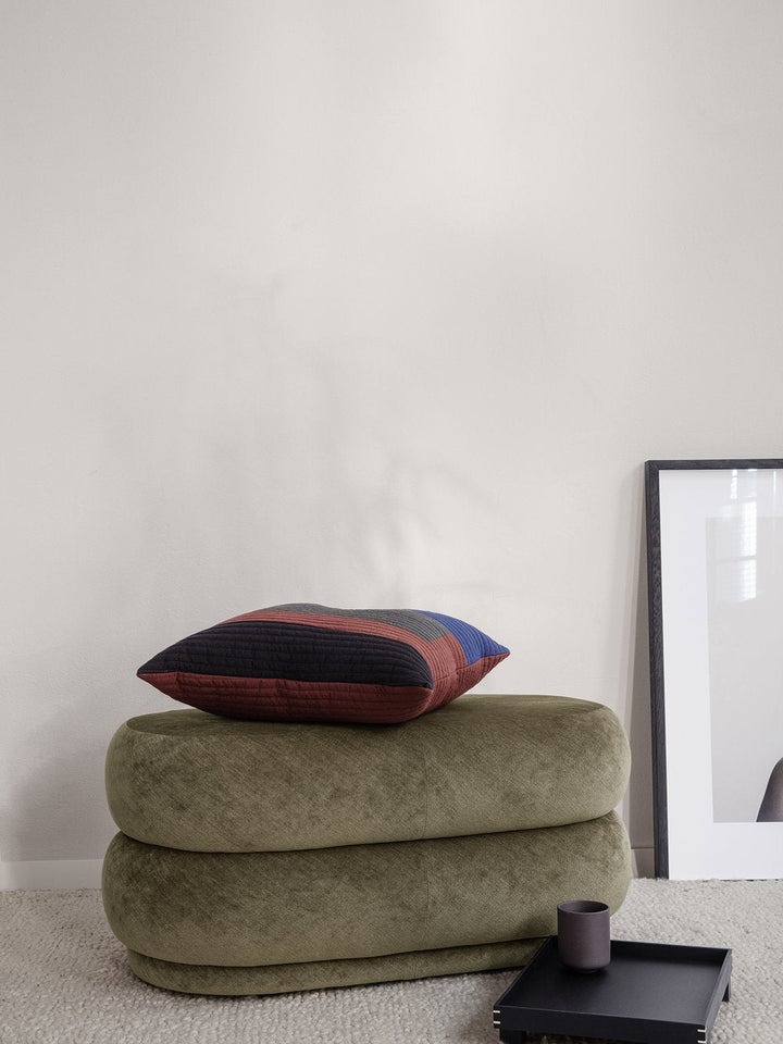 Pouf Oval Faded Velvet - Medium - Ferm Living - Stools + Benches + Ottomans - Forest - HORNE