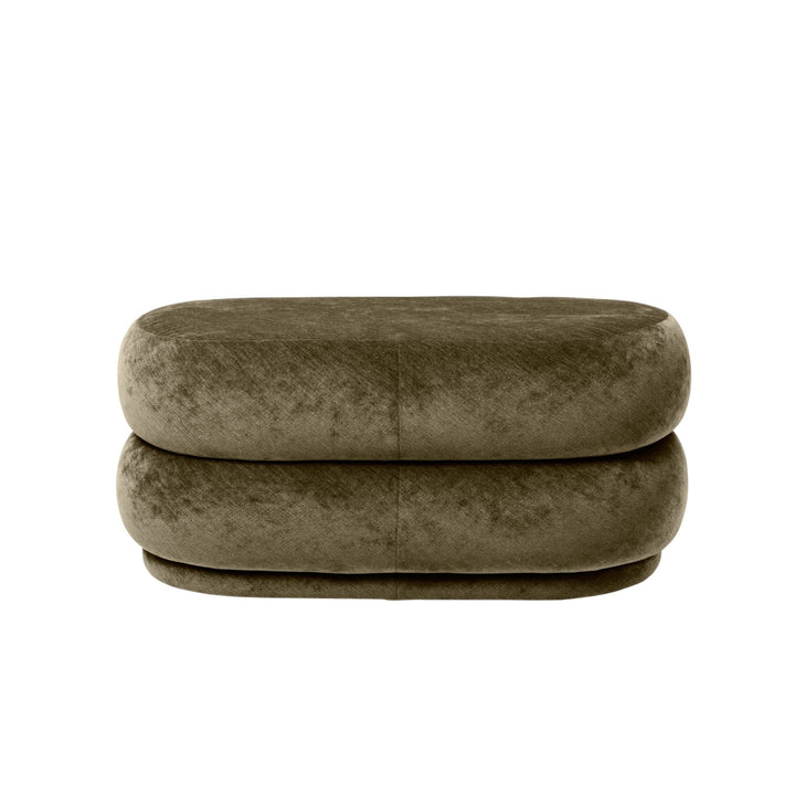 Pouf Oval Faded Velvet - Medium - Ferm Living - Stools + Benches + Ottomans - Forest - HORNE