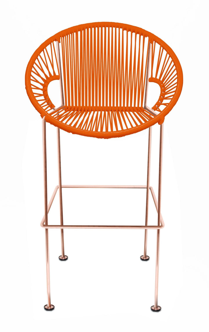 Puerto Stool - Copper Frame - Set of 2 - Innit Designs - Stools + Benches + Ottomans - Orange - Bar Height - HORNE