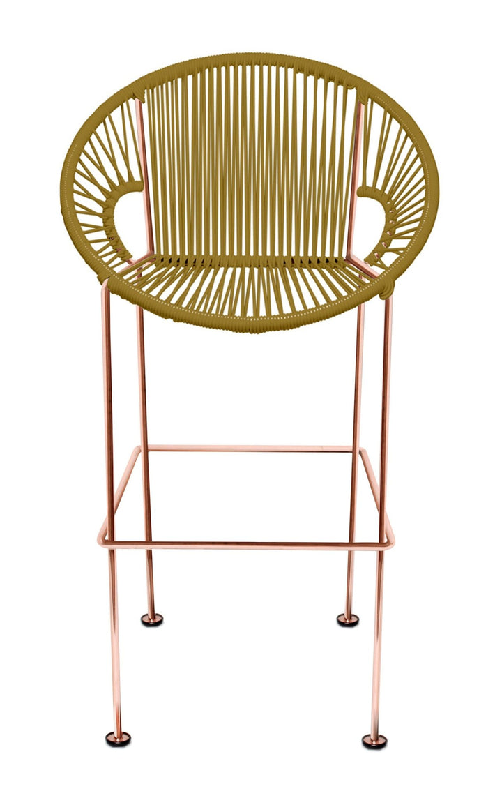 Puerto Stool - Copper Frame - Set of 2 - Innit Designs - Stools + Benches + Ottomans - Gold - Bar Height - HORNE