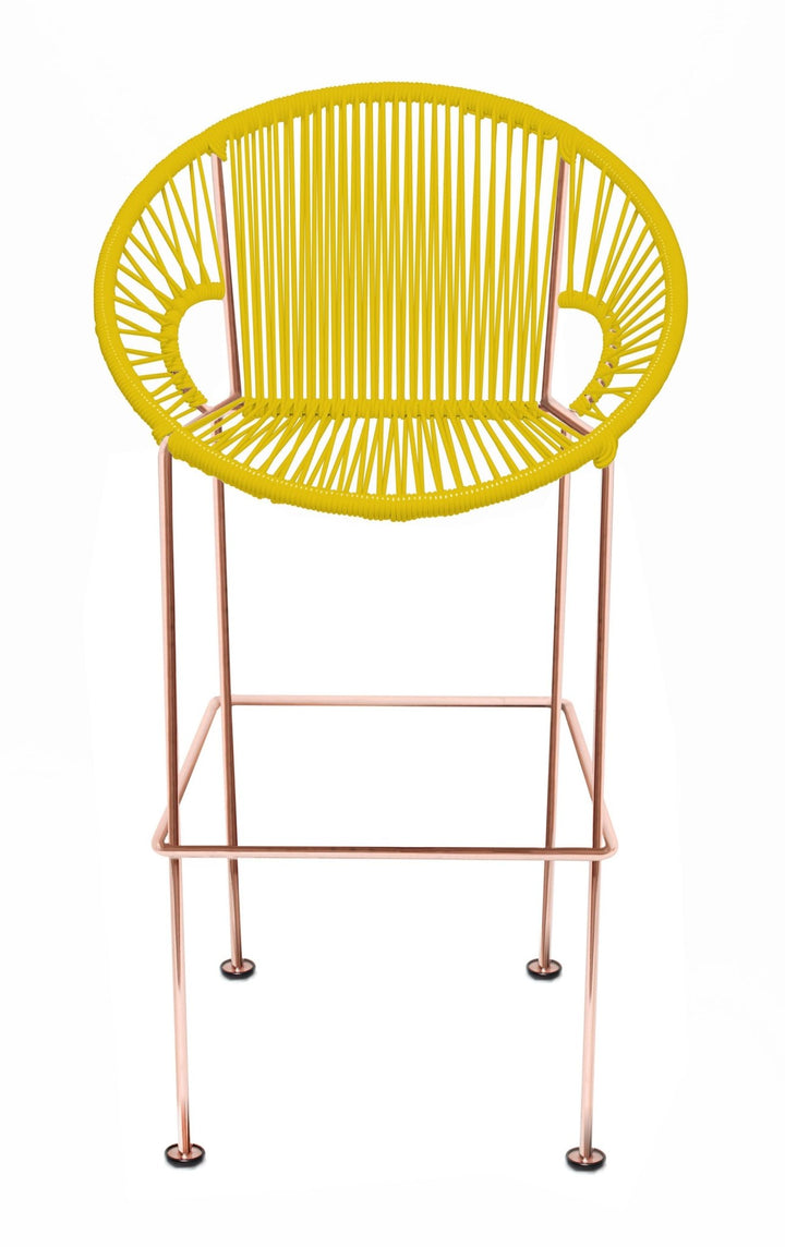 Puerto Stool - Copper Frame - Set of 2 - Innit Designs - Stools + Benches + Ottomans - Yellow - Bar Height - HORNE