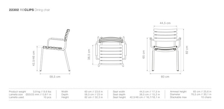 ReCLIPS Outdoor Dining Chair - HOUE - Outdoor Furniture - Dark Grey - Aluminum - HORNE