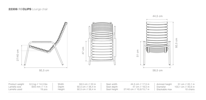 ReCLIPS Outdoor Lounge Chair - HOUE - Outdoor Furniture - Dark Grey - Aluminum - HORNE