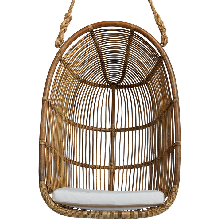Renoir Rattan Hanging Swing Chair - Sika Design - Chairs - Taupe - Sunbrella Sailcloth Seagull - HORNE