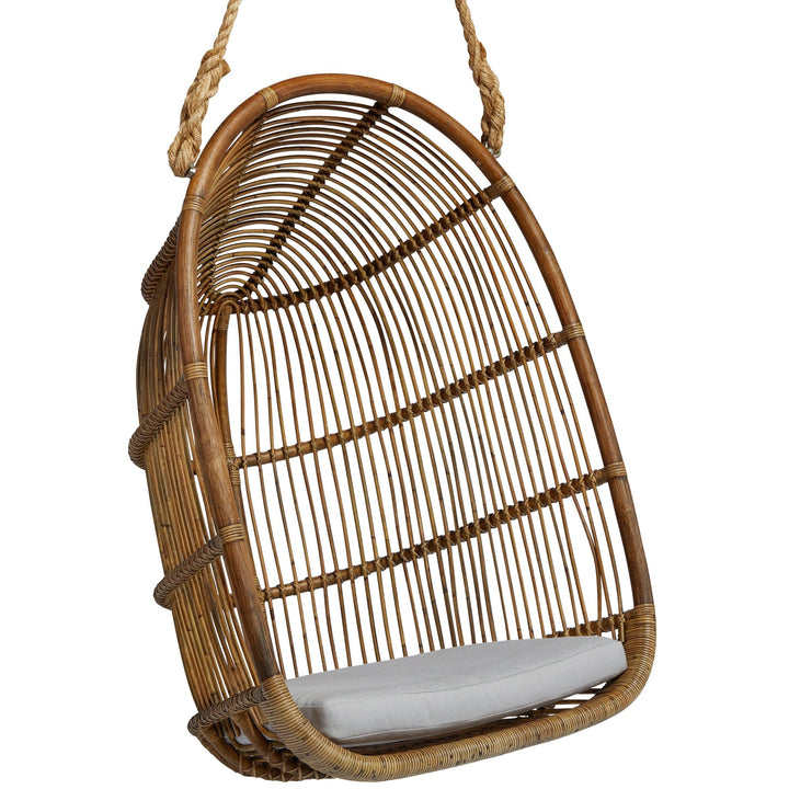 Renoir Rattan Hanging Swing Chair - Sika Design - Chairs - Antique - Sunbrella Sailcloth Seagull - HORNE