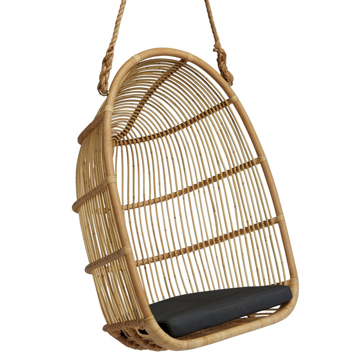 Renoir Rattan Hanging Swing Chair - Sika Design - Chairs - Natural - Sunbrella Sailcloth Seagull - HORNE