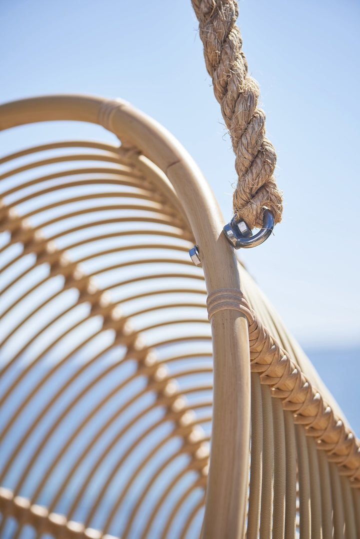 Renoir Rattan Hanging Swing Chair - Exterior - Sika Design - Outdoor Furniture - Dove White - Sunbrella Sailcloth Seagull - HORNE