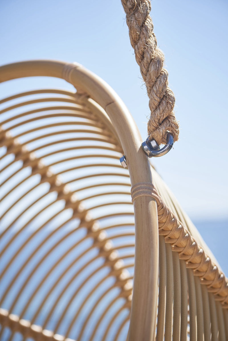 Renoir Rattan Hanging Swing Chair - Exterior - Sika Design - Outdoor Furniture - Natural - Tempotest White Canvas - HORNE