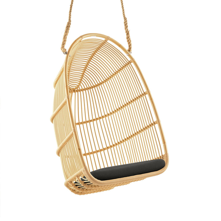 Renoir Rattan Hanging Swing Chair - Exterior - Sika Design - Outdoor Furniture - Natural - Sunbrella Sailcloth Seagull - HORNE