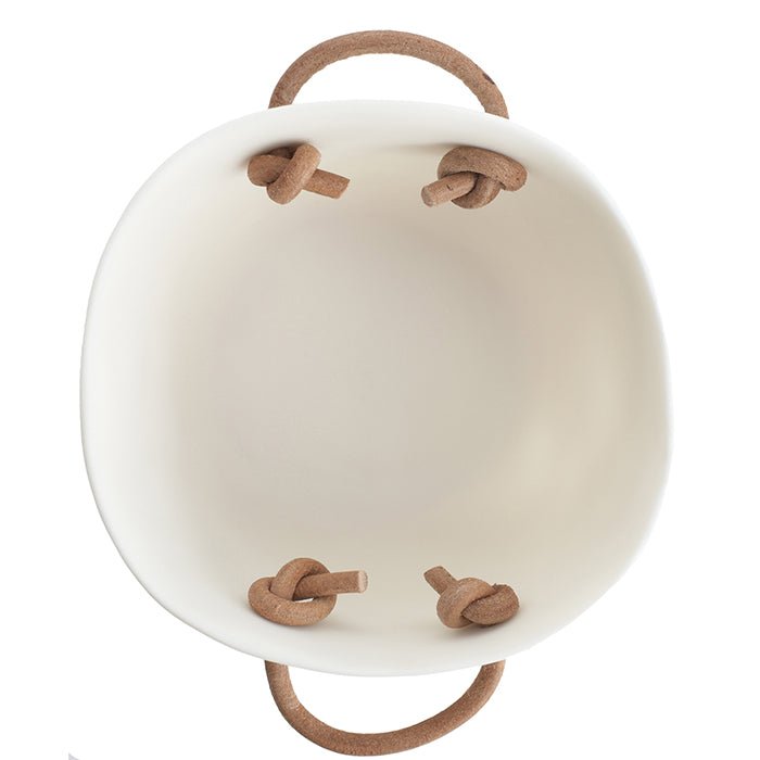 White Resin Champagne BucketLeather Handles - Tina Frey