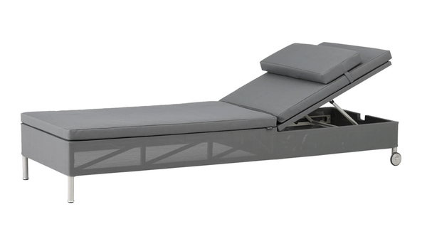 Rest Sunbed - Single - Cane Line - Outdoor Furniture - Grey Frame w/ Grey Natté Cushion - HORNE