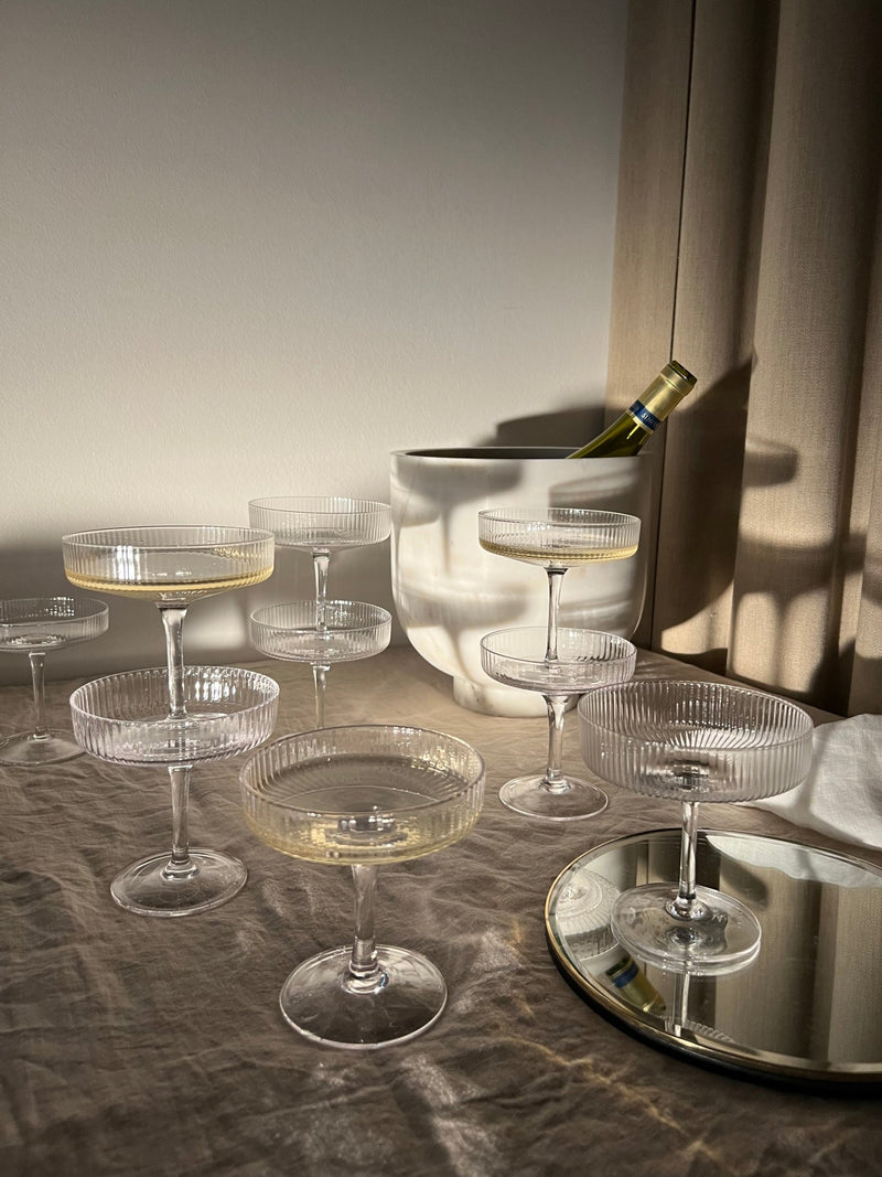 Ripple Champagne Saucer - Set of 2 - Ferm Living - Carafes + Pitchers - Smoked Grey - HORNE