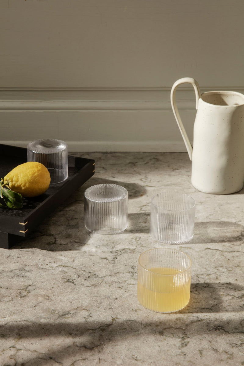 Ripple Low Glasses - Set of 4 - Ferm Living Glassware - Clear - HORNE