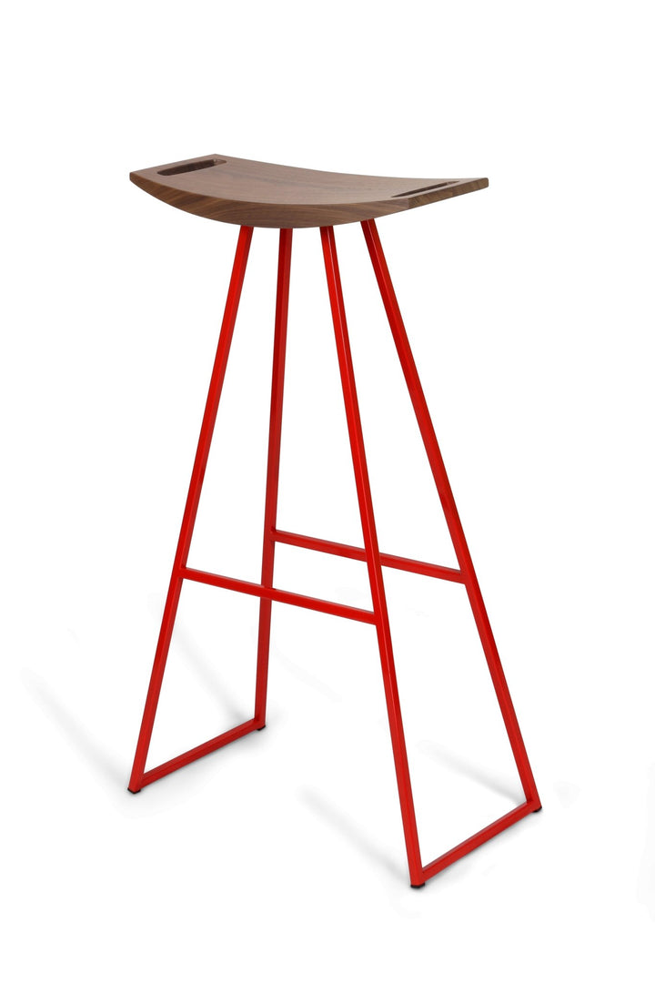 Roberts Bar Stool - Tronk - Stools + Benches + Ottomans - Walnut - Red - HORNE