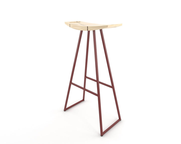 Roberts Bar Stool - Tronk - Stools + Benches + Ottomans - Maple with Walnut Inlay - Blood Red - HORNE