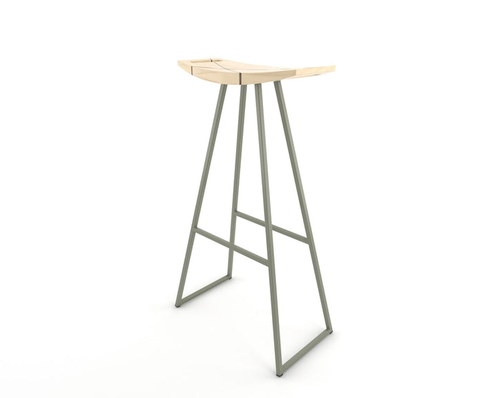 Roberts Bar Stool - Tronk - Stools + Benches + Ottomans - Maple with Walnut Inlay - Prairie Green - HORNE