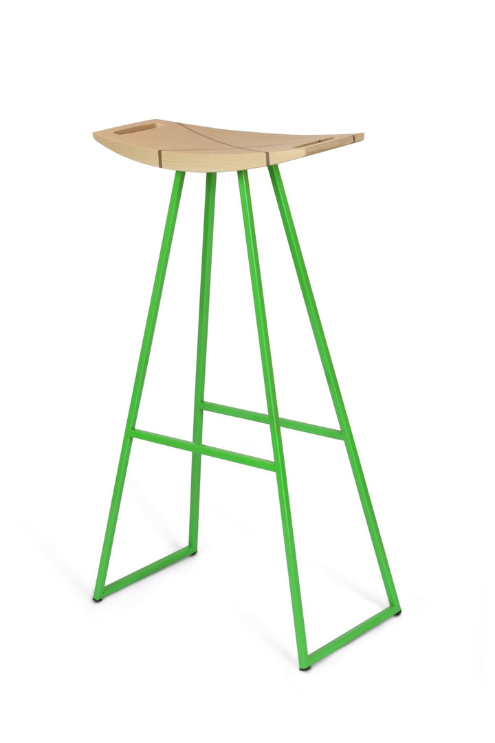 Roberts Bar Stool - Tronk - Stools + Benches + Ottomans - Maple with Walnut Inlay - Green - HORNE