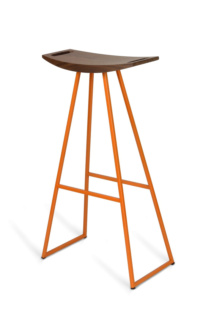 Roberts Bar Stool - Tronk - Stools + Benches + Ottomans - Walnut - Orange - HORNE