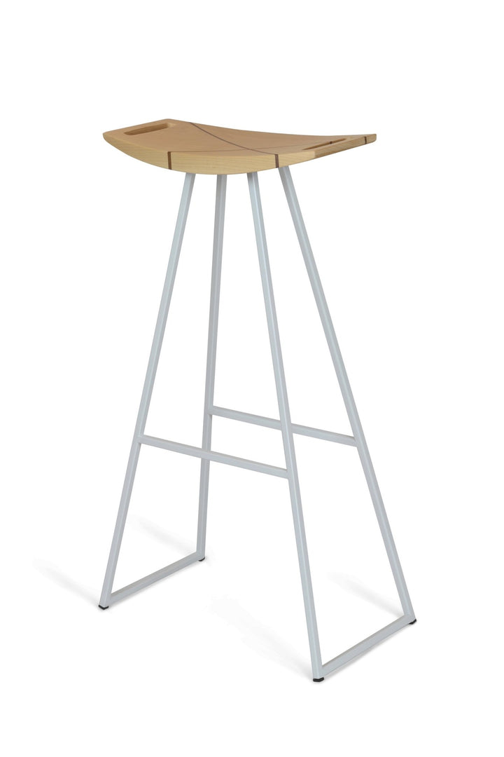 Roberts Bar Stool - Tronk - Stools + Benches + Ottomans - Maple with Walnut Inlay - White - HORNE