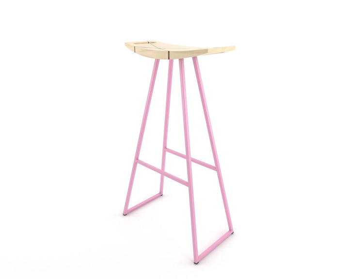 Roberts Bar Stool - Tronk - Stools + Benches + Ottomans - Maple with Walnut Inlay - Pink - HORNE