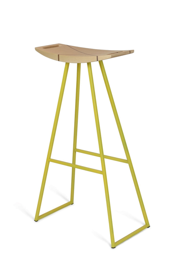 Roberts Bar Stool - Tronk - Stools + Benches + Ottomans - Maple with Walnut Inlay - Yellow - HORNE