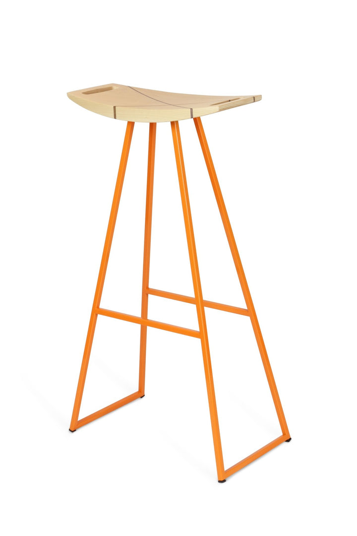 Roberts Bar Stool - Tronk - Stools + Benches + Ottomans - Maple with Walnut Inlay - Orange - HORNE